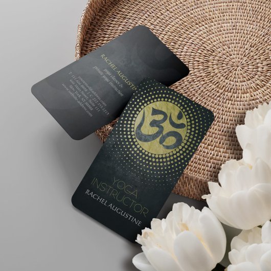 Elegant Gold Foil Yoga Mandala Floral & Om Symbol Visitekaartje