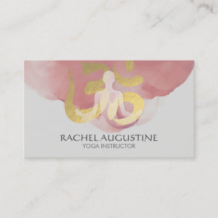 Elegant Gold Foil Yoga Meditation Pose and Om Symb Visitekaartje