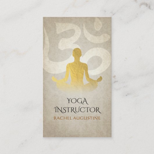 Elegant Gold Foil Yoga Meditation Pose om Symbol Visitekaartje (Voorkant)