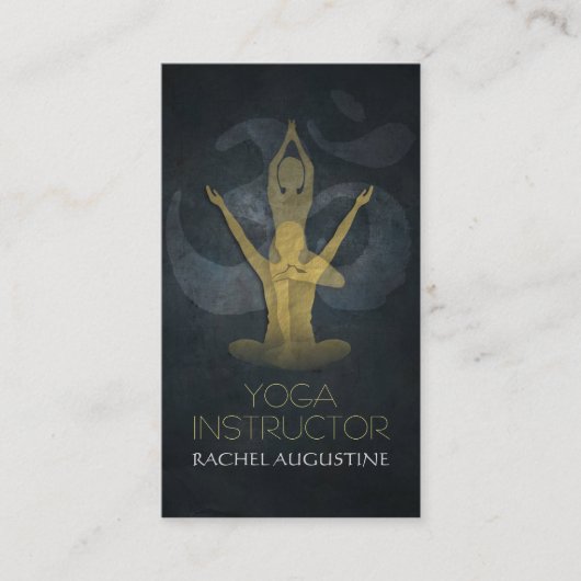 Elegant Gold Foil Yoga Meditation Pose om Symbol Visitekaartje (Voorkant)