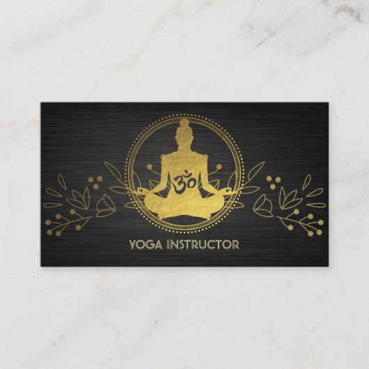 Elegant Gold Foil Yoga Meditation Pose om Symbol Visitekaartje (Voorkant)