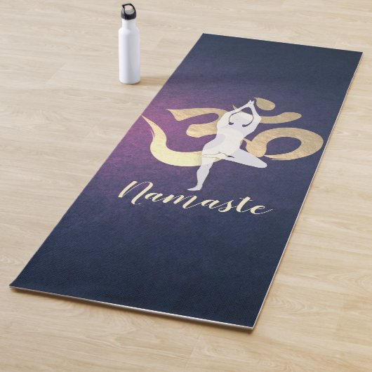 Elegant Gold Foil Yoga Meditation Pose om Symbol Yogamat (In situ)