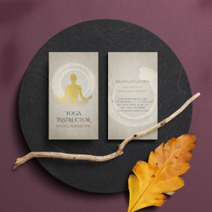 Elegant Gold Foil Yoga Meditation Pose ZEN Symbol Visitekaartje