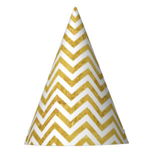 Elegant Gold Foil Zigzag Stripes Chevron Pattern Feesthoedjes