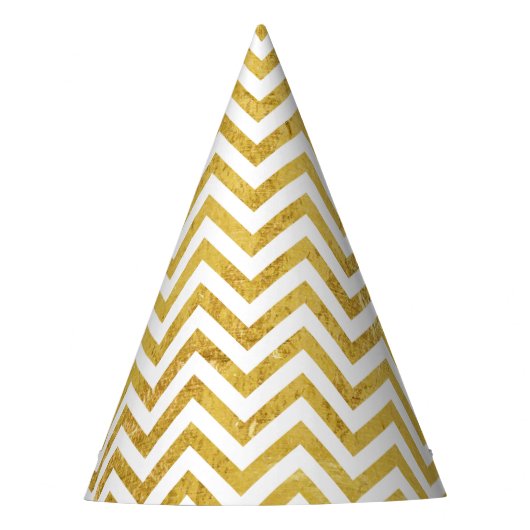 Elegant Gold Foil Zigzag Stripes Chevron Pattern Feesthoedjes (Voorkant)