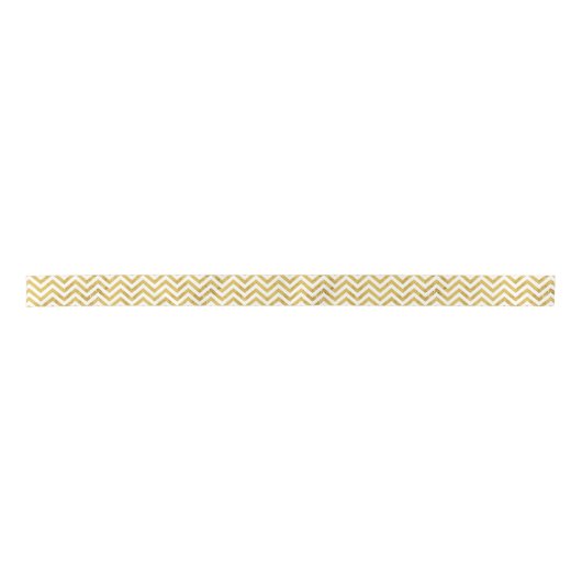 Elegant Gold Foil Zigzag Stripes Chevron Pattern Satijnen Lint (Voorkant)