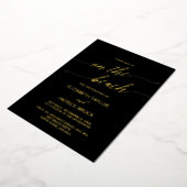 Elegant Gold Foil | Zwart op het strand Folie Uitnodiging (Gedraaid)
