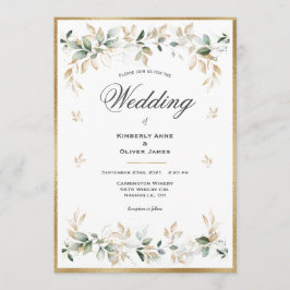 Elegant Gold Foilage Waterverf Script Kaart