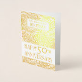 Elegant Gold Foliage 50th Wedding Jubileum Real Folie Kaarten (Voorkant)