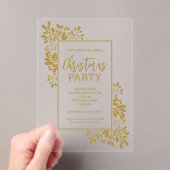 Elegant Gold Foliage Christmas Party Acryl Uitnodigingen (Insitu (Draagbaar))