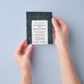 Elegant Gold Foliage. Dusty Blue Luxury Wedding in Flyer (Hand)