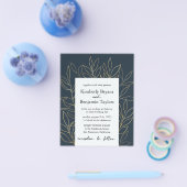 Elegant Gold Foliage. Dusty Blue Luxury Wedding in Flyer (Enkel)