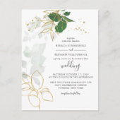 Elegant Gold Foliage Eucalyptus Greenery Wedding Uitnodiging Briefkaart (Voorkant)