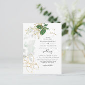 Elegant Gold Foliage Eucalyptus Greenery Wedding Uitnodiging Briefkaart (Staand voorkant)