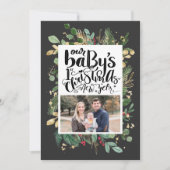 Elegant Gold Foliage Greenerage Baby Eerste Kerstm Feestdagenkaart (Voorkant)