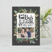 Elegant Gold Foliage Greenerage Baby Eerste Kerstm Feestdagenkaart (Staand voorkant)