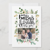 Elegant Gold Foliage Greenerage Baby Eerste Kerstm Feestdagenkaart (Voorkant)