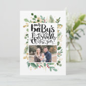 Elegant Gold Foliage Greenerage Baby Eerste Kerstm Feestdagenkaart (Staand voorkant)