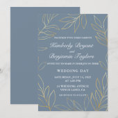 Elegant Gold Foliage op het stoffige Blue Luxury W Kaart (Voorkant / Achterkant)