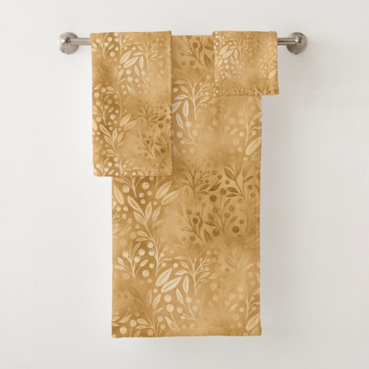 Elegant Gold Foliage Pattern-ontwerp Bad Handdoek (Insitu)