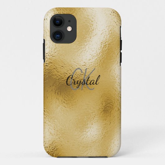 Elegant Gold Folie Monogram Aangepaste Naam Case-Mate iPhone Case (Achterkant)