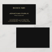 Elegant Gold Font Tekst zwart zwart Gewoon modern Visitekaartje (Voorkant / Achterkant)