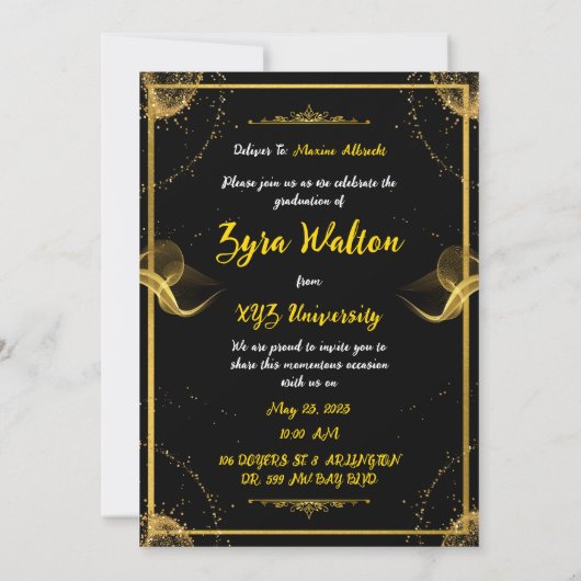 Elegant Gold Formal Gradual Party Invitation Kaart (Achterkant)
