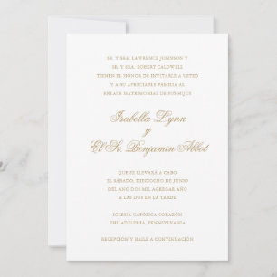 Elegant Gold Formal Spain Wedding Kaart