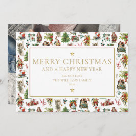  Elegant Gold-fotokerst Feestdagenkaart