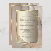 Elegant Gold Frame,Blush Pink Marble Retirement Kaart (Voorkant / Achterkant)
