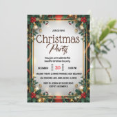 Elegant Gold Frame Christmas Party Invitation Kaart (Staand voorkant)