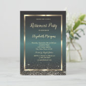 Elegant Gold Frame Confetti Dark Green Retirement  Kaart (Staand voorkant)