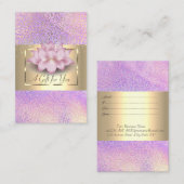 Elegant Gold Frame, Confetti Holographic Lotus Kortingskaartje (Voorkant / Achterkant)