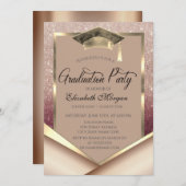 Elegant Gold Frame Diamonds Glitter Graduation Kaart (Voorkant / Achterkant)