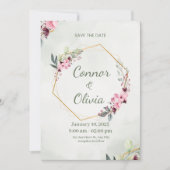 Elegant Gold Frame Floral Save The Date Card (Voorkant)