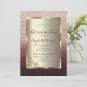 Elegant Gold Frame Glitter Ombre Retirement Kaart (Staand voorkant)