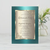 Elegant Gold Frame Green Metallic Retirement Kaart (Staand voorkant)