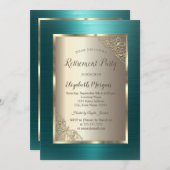 Elegant Gold Frame Green Metallic Retirement Kaart (Voorkant / Achterkant)