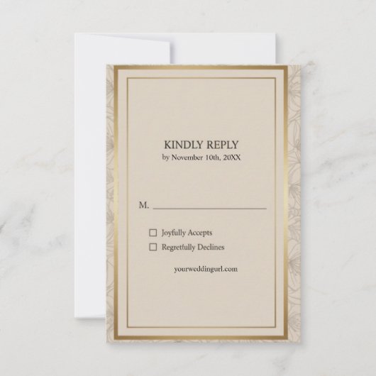 Elegant Gold Frame Minimalist Wedding RSVP Kaartje (Voorkant)