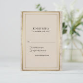 Elegant Gold Frame Minimalist Wedding RSVP Kaartje (Staand voorkant)