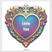 Elegant Gold-Frame Ornate Heart Design Sticker (Vel)