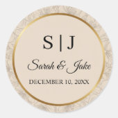 Elegant Gold Frame Personalized Wedding Monogram Ronde Sticker (Voorkant)