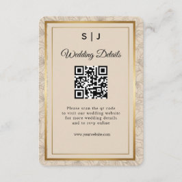 Elegant Gold Frame QR Code Wedding Details Informatiekaartje