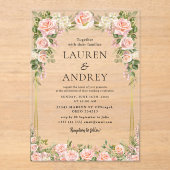 Elegant Gold Frame Wedding  Acryl Uitnodigingen (Voorkant)