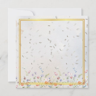 Elegant Gold Frame Wildflower Blank Card with Whit Notitiekaartje