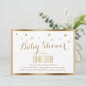 Elegant Gold Framed Confetti Stip Baby shower Kaart (Staand voorkant)