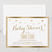 Elegant Gold Framed Confetti Stip Baby shower Kaart (Voorkant / Achterkant)
