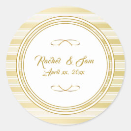 Elegant Gold Framed Wedding Ronde Sticker