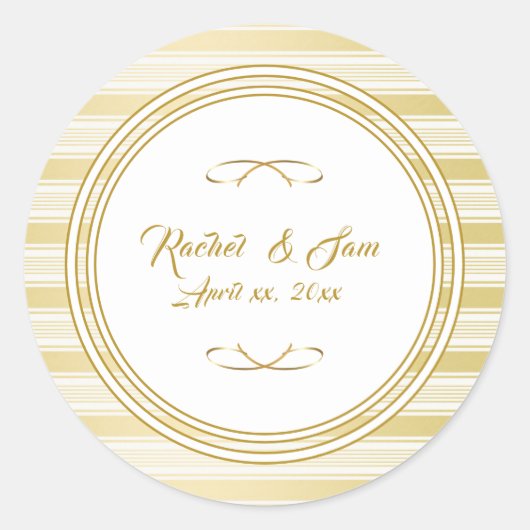 Elegant Gold Framed Wedding Ronde Sticker (Voorkant)