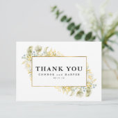 Elegant Gold Framed Wildflower Edging Wedding Bedankkaart (Staand voorkant)